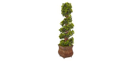 4ft. English Ivy Spiral Artificial Tree in Metal Planter (Indoor/Outdoor) in Green by Bellanest