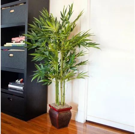 5.5ft. Bamboo with Decorative Planter in Green by Bellanest