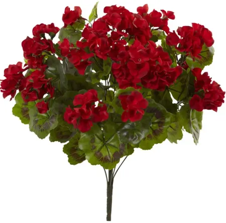 Geranium Artificial Bush (Set of 3) (Indoor/Outdoor) in Red by Bellanest