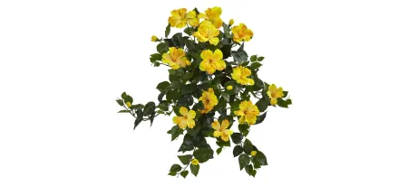 24in. Hibiscus Hanging Artificial Plant (Set of 2) in Yellow by Bellanest
