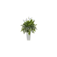Mixed Spathiphyllum Artificial Plant in Vase in Green by Bellanest