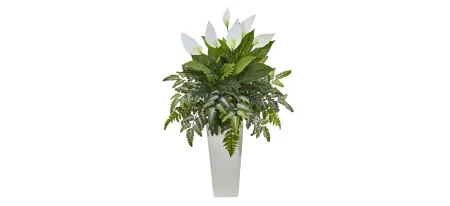 Mixed Spathiphyllum Artificial Plant in Vase in Green by Bellanest