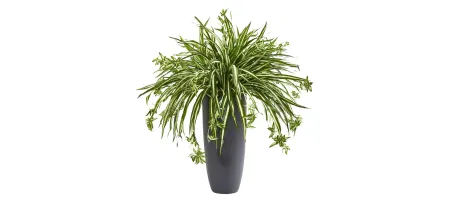 33in. Spider Artificial Plant in Planter in Green by Bellanest