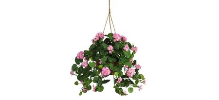 Geranium Hanging Basket Silk Plant in Pink by Bellanest