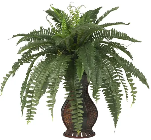 Boston Fern with Urn Silk Plant