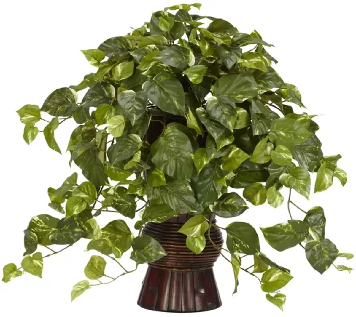 Pothos with Bamboo Vase Silk Plant in Green by Bellanest