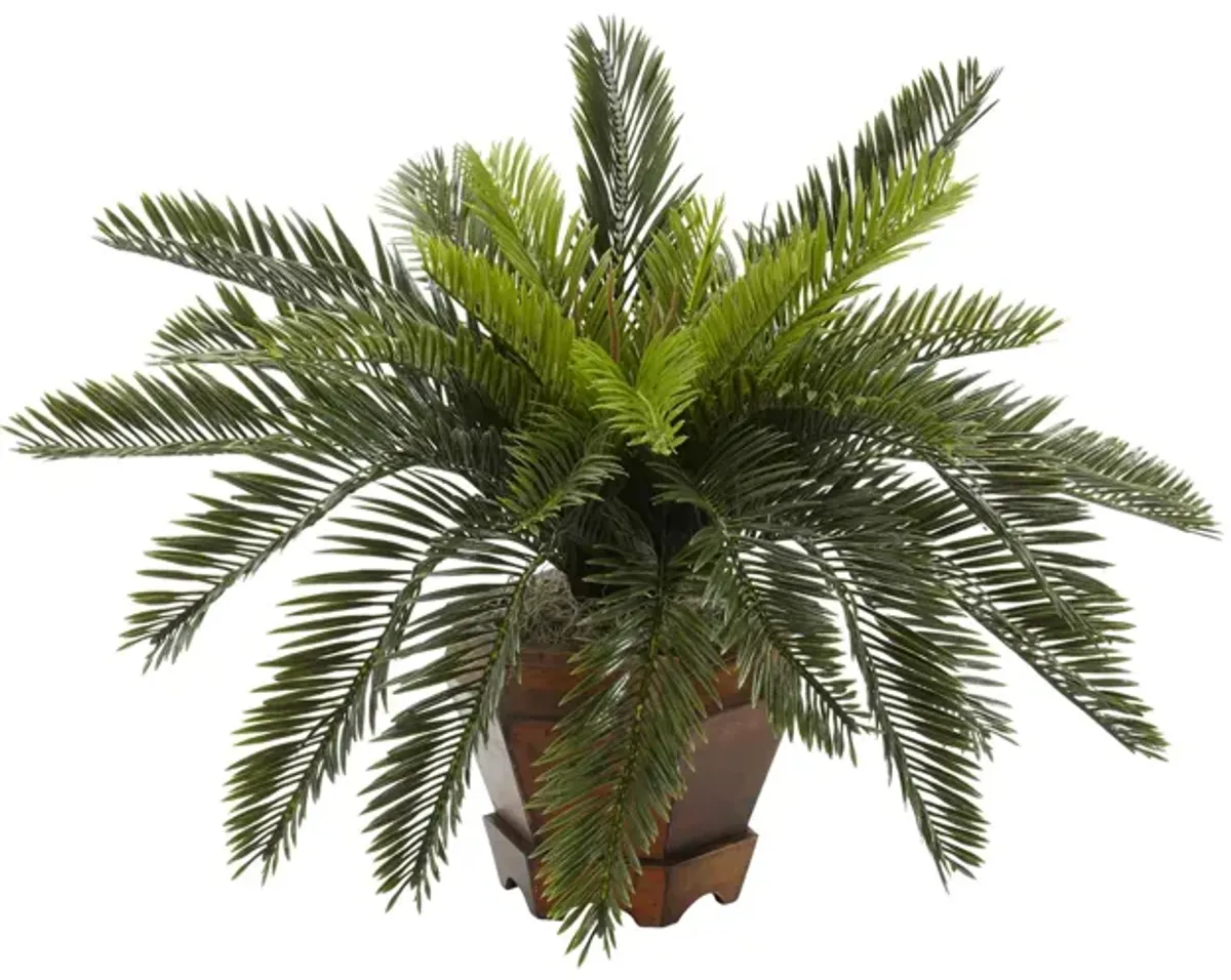 Cycas with Hexagon Vase Silk Plant in Green by Bellanest