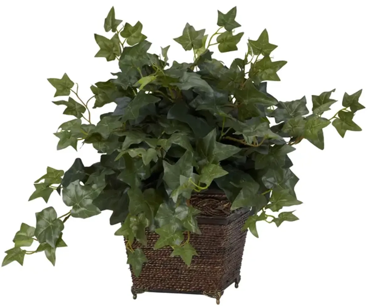 Puff Ivy with Coiled Rope Planter Silk Plant in Green by Bellanest