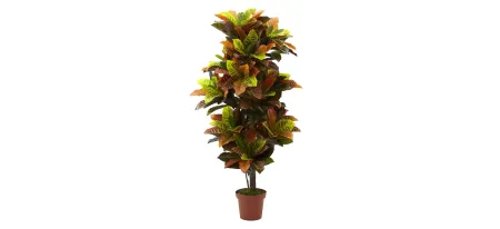 56in. Croton Artificial Plant (Real Touch) in Green/Orange by Bellanest