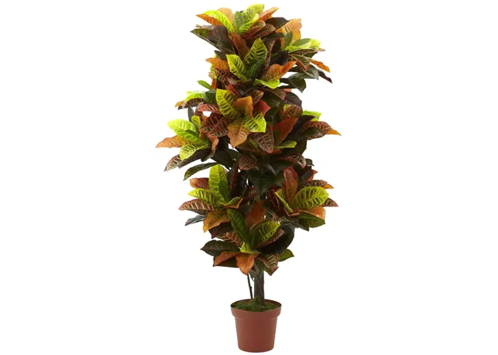 56in. Croton Artificial Plant (Real Touch) in Green/Orange by Bellanest