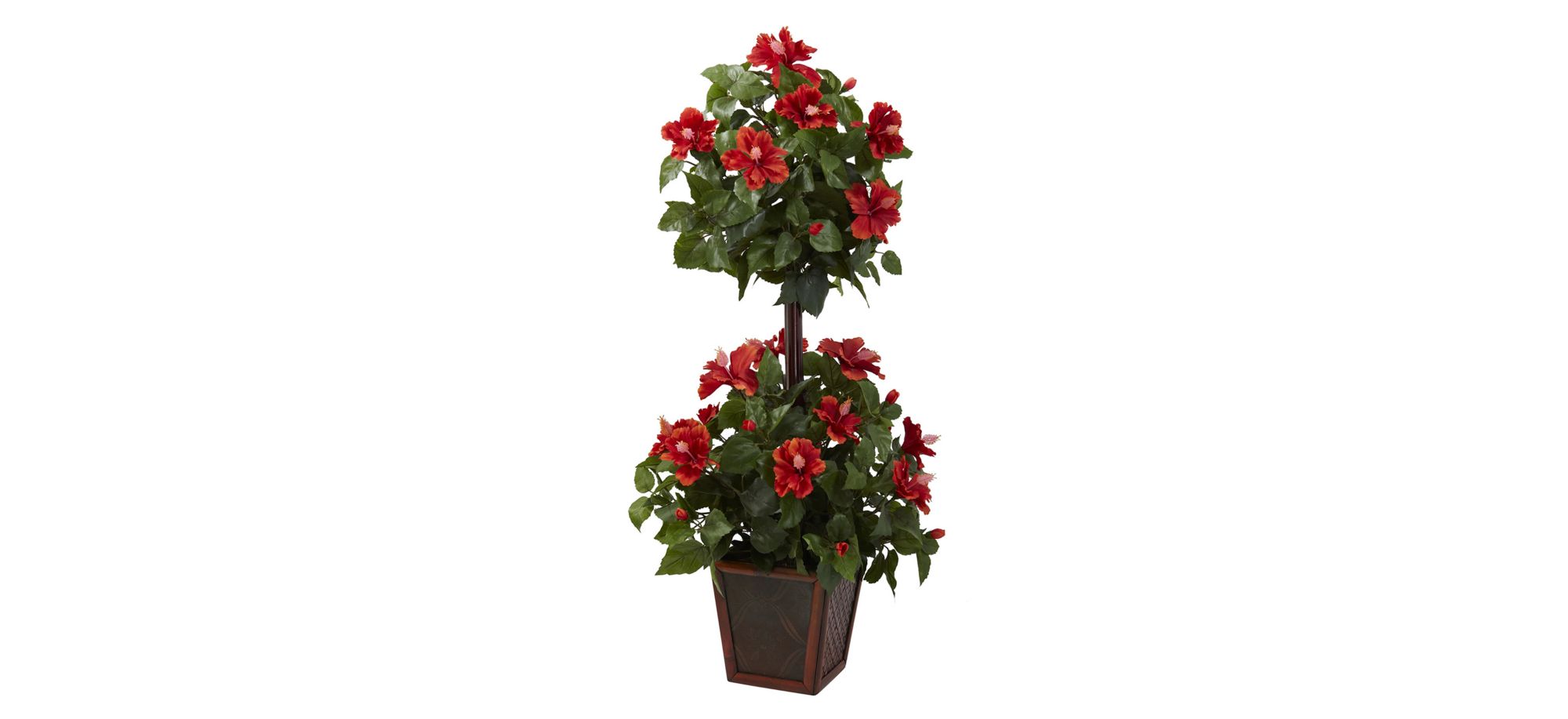 39in. Hibiscus Topiary in Red/Green by Bellanest