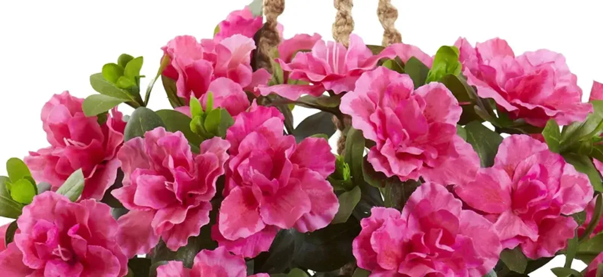 Azalea Flowering Silk Hanging Basket