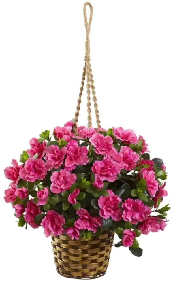 Azalea Flowering Silk Hanging Basket