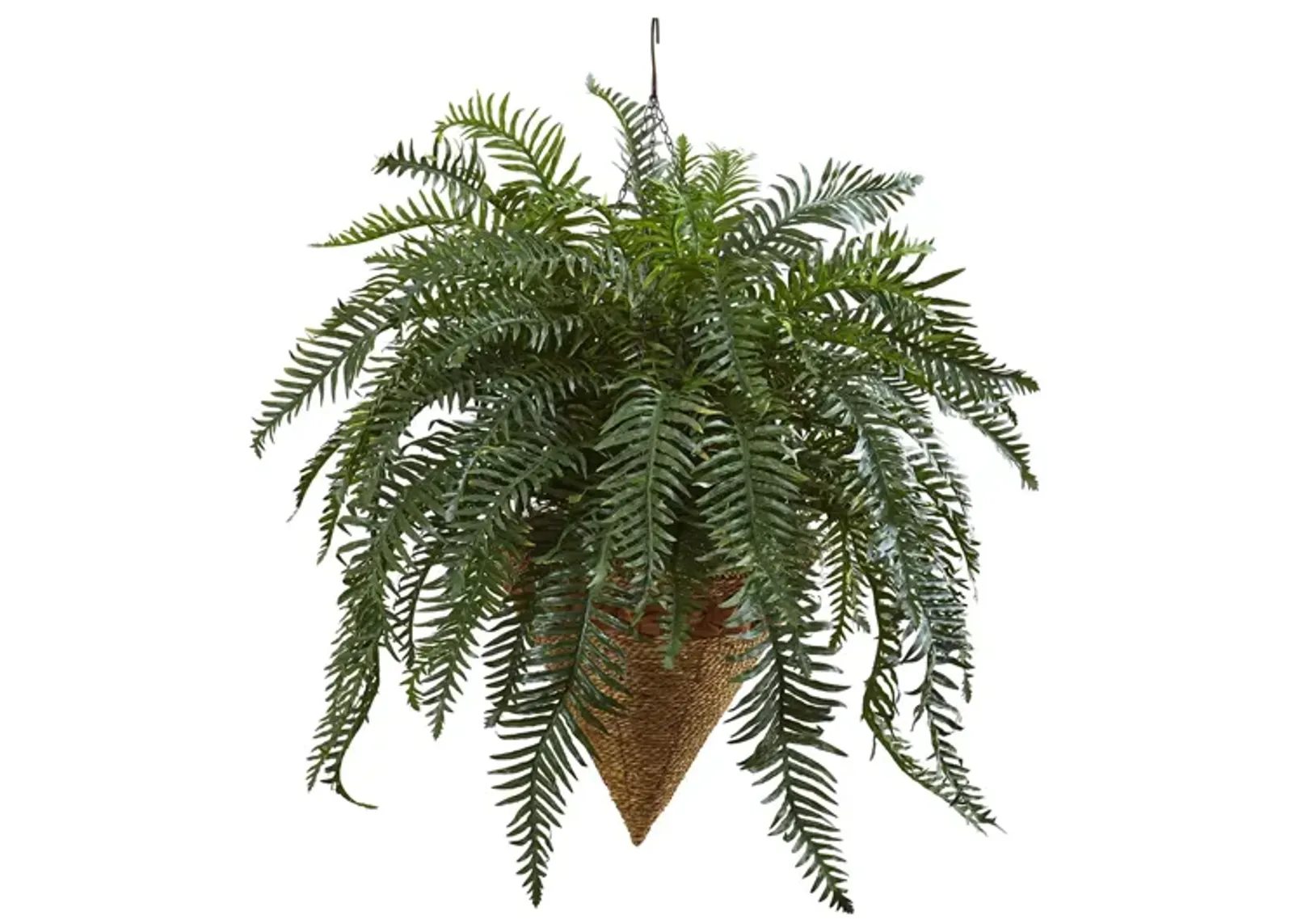 33in. Giant River Fern with Cone Hanging Basket in Green by Bellanest