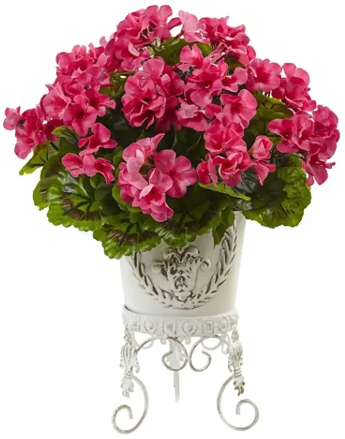 Geranium with Metal Planter (Indoor/Outdoor)