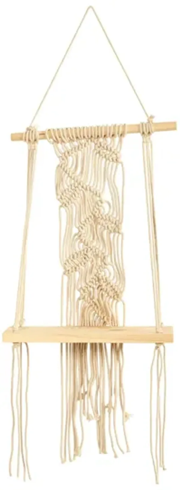 24in. Boho Chic Wood Macrame Shelf