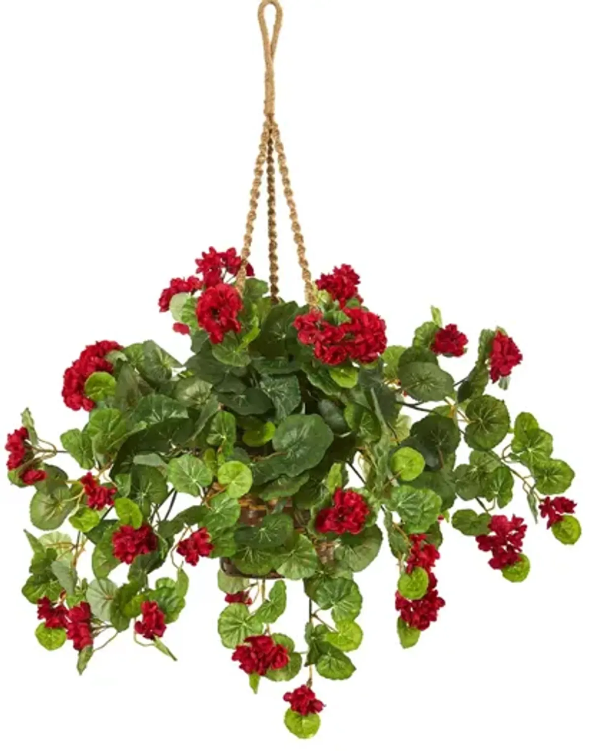 27in. Geranium Artificial Plant in Hanging Basket