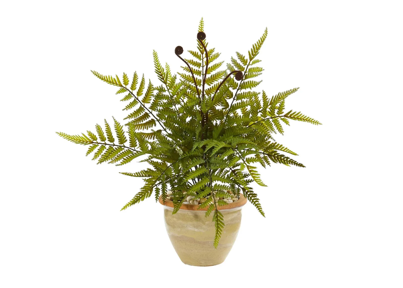 18in. Fern Artificial Plant in Ceramic Planter in Green by Bellanest