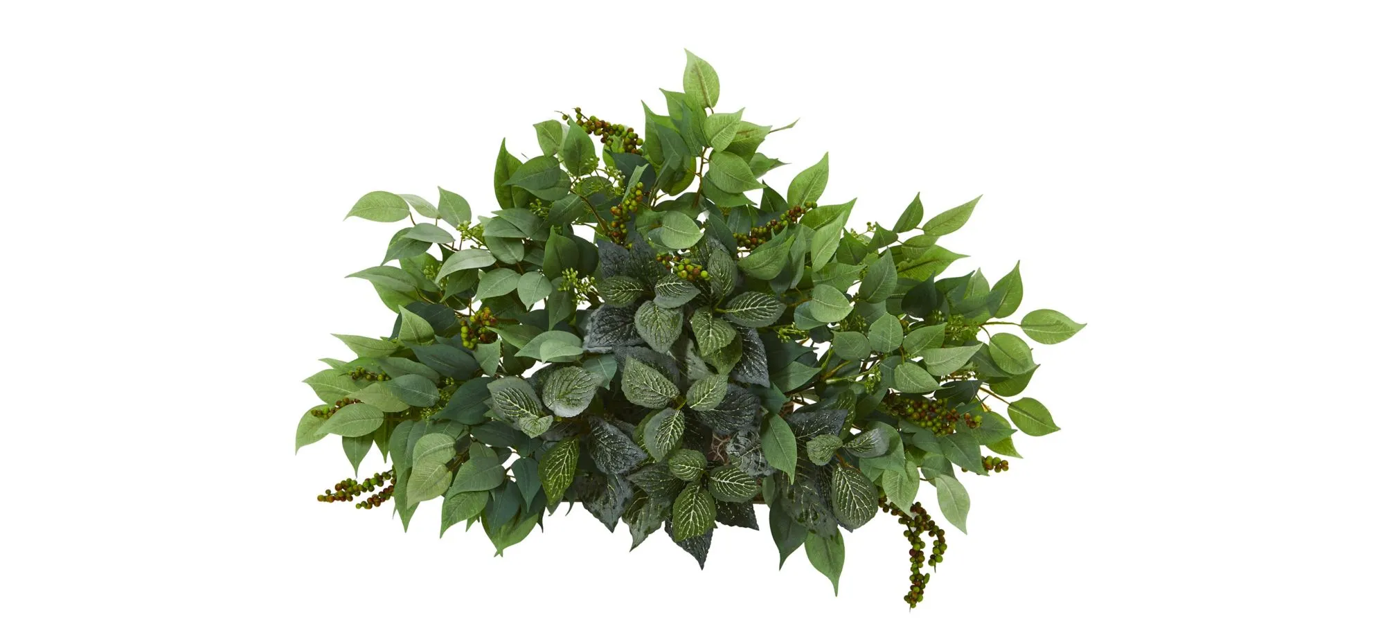 20in. Mixed Ficus and Fittonia Artificial Ledge Plant in Green by Bellanest