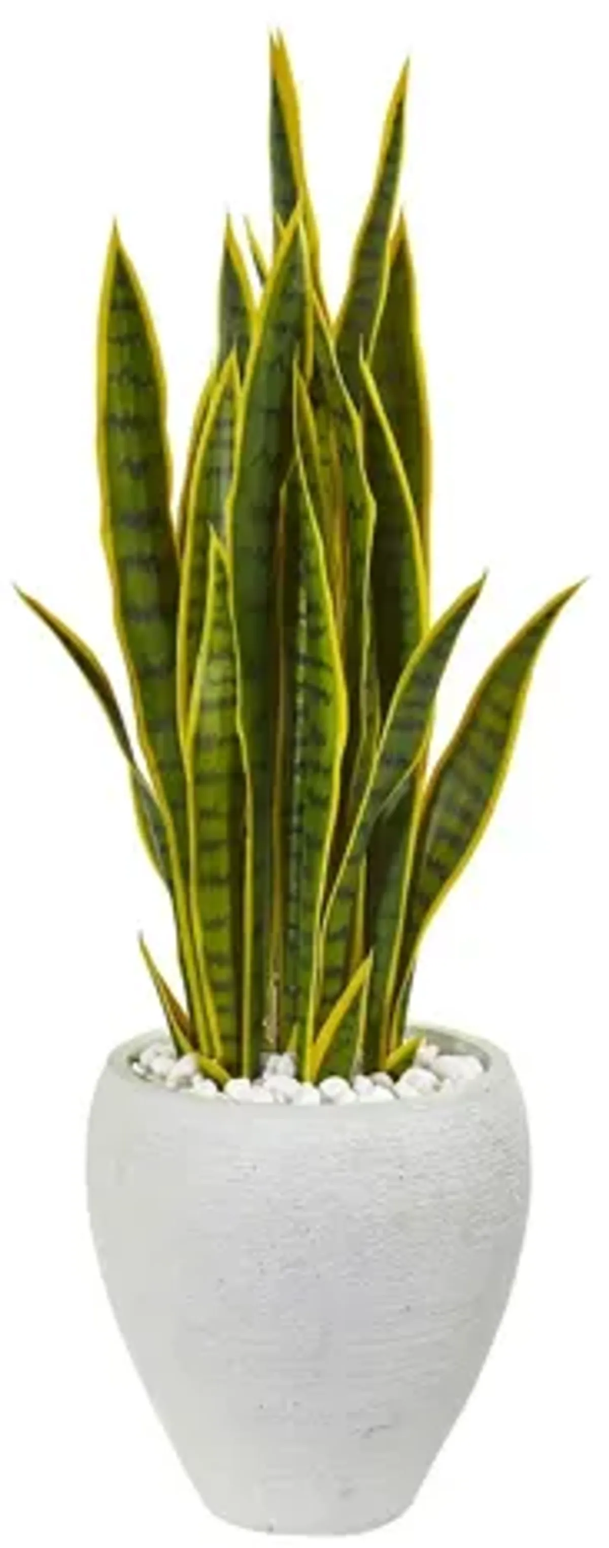 33in. Sansevieria Artificial Plant in White Planter in Green by Bellanest