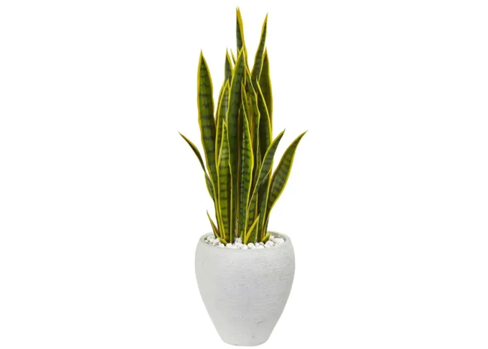 33in. Sansevieria Artificial Plant in White Planter in Green by Bellanest