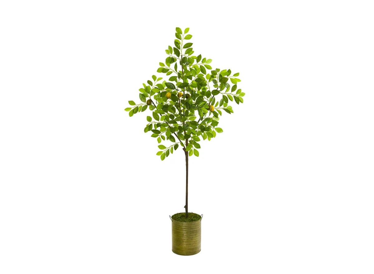 67in. Lemon Artificial Tree in Green Planter in Green by Bellanest