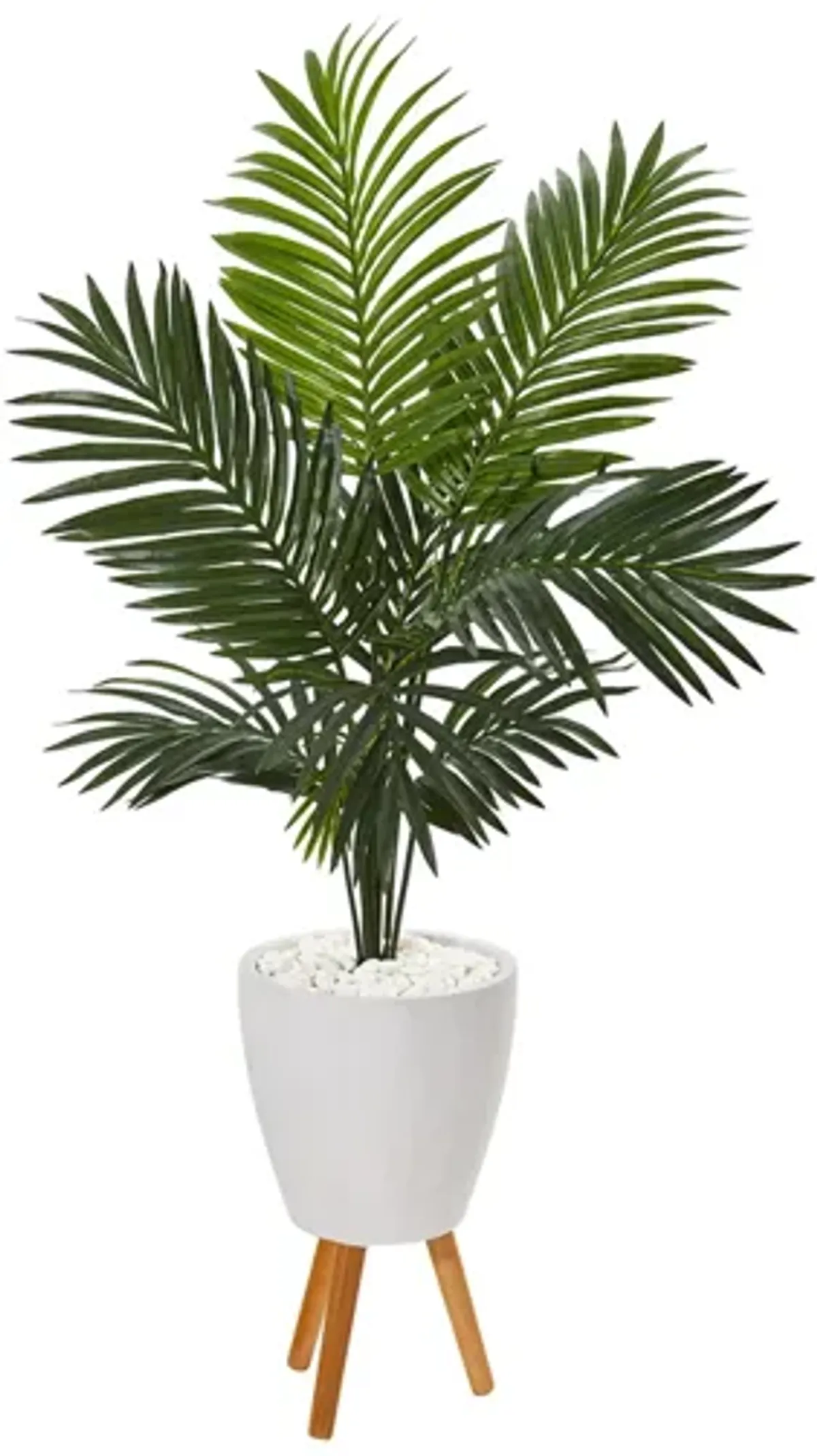 61in. Paradise Palm Artificial Tree in White Planter with Stand in Green by Bellanest