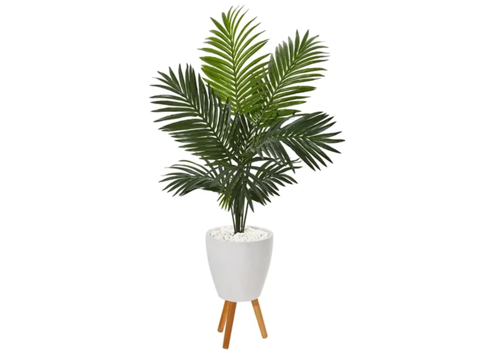 61in. Paradise Palm Artificial Tree in White Planter with Stand in Green by Bellanest