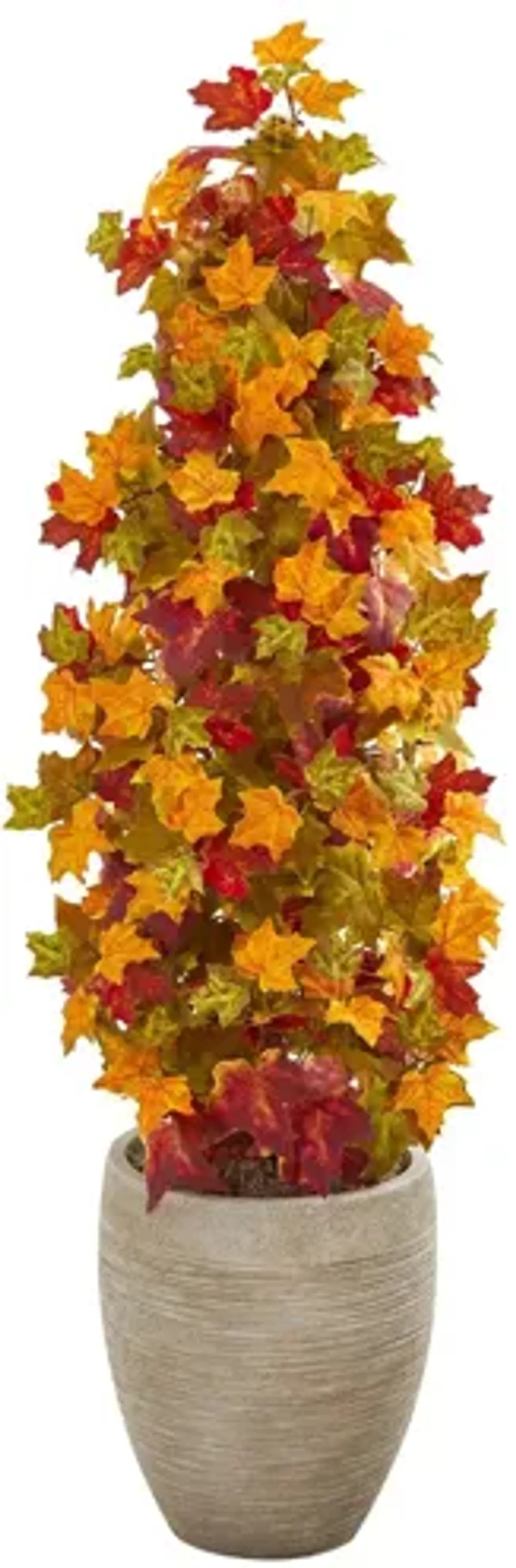 42in. Autumn Maple Artificial Tree in Sand Colored Planter in Orange/Yellow by Bellanest