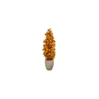 42in. Autumn Maple Artificial Tree in Sand Colored Planter in Orange/Yellow by Bellanest