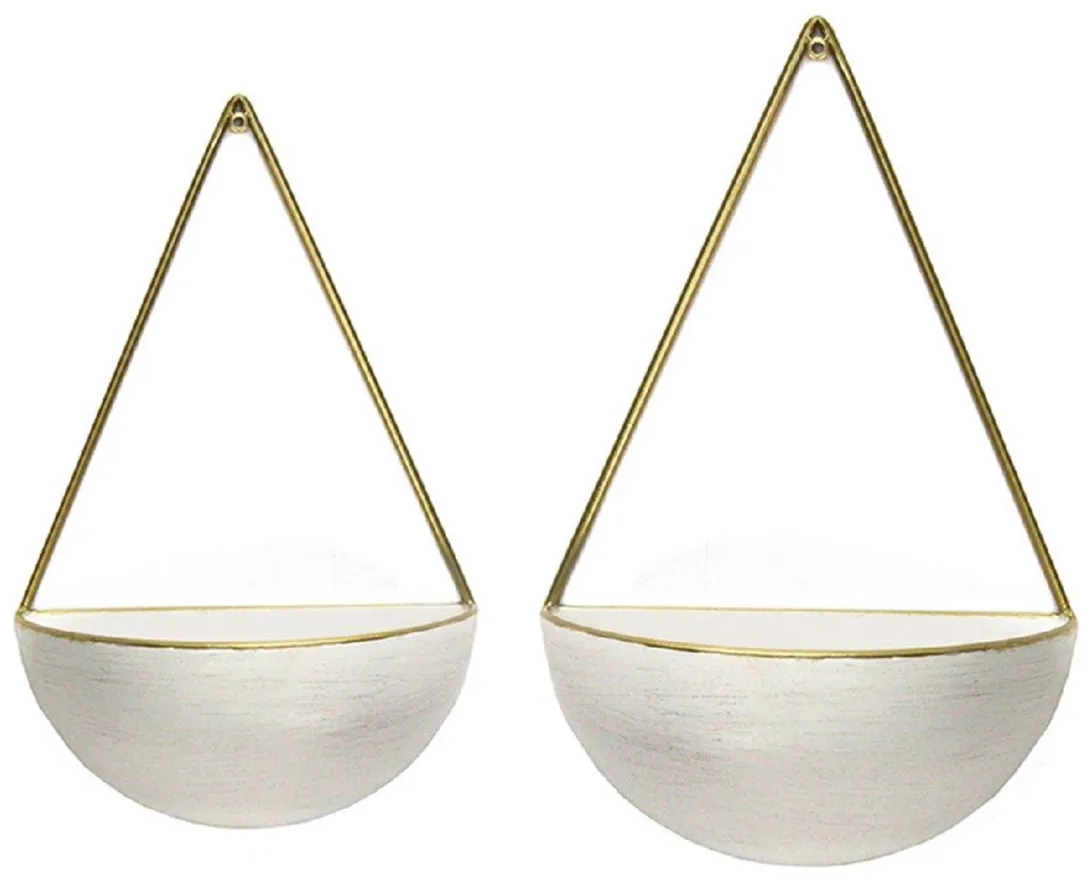 Wall Planters in White, Gold by HiEnd Accents