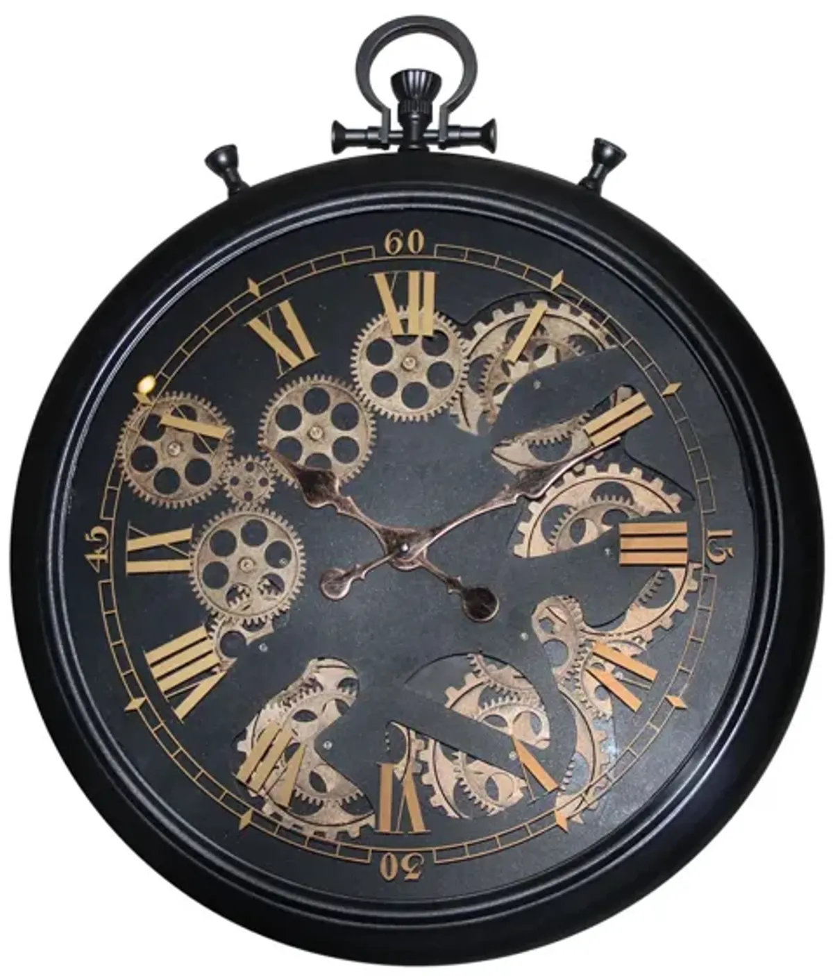 Kalvin Moving Gear Wall Clock in Black by Cooper Classics