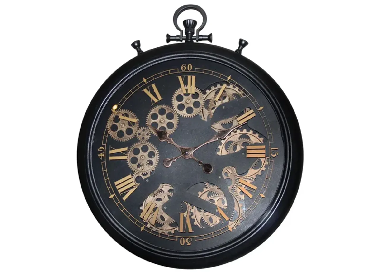 Kalvin Moving Gear Wall Clock in Black by Cooper Classics