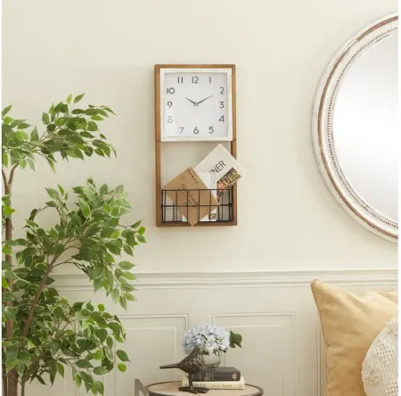 Ivy Collection Allegany Wall Clock in White;Black;Natural by UMA Enterprises