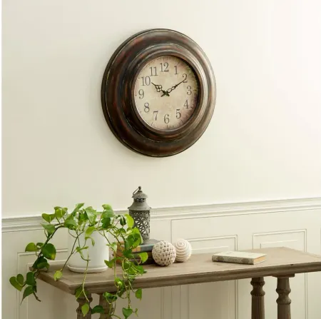 Ivy Collection Checa Wall Clock in Brown by UMA Enterprises