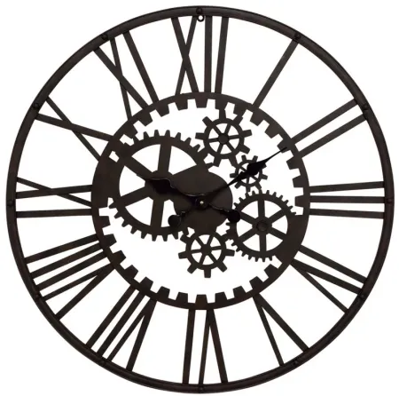 Ivy Collection Garth Industrial Wall Clock in Black by UMA Enterprises