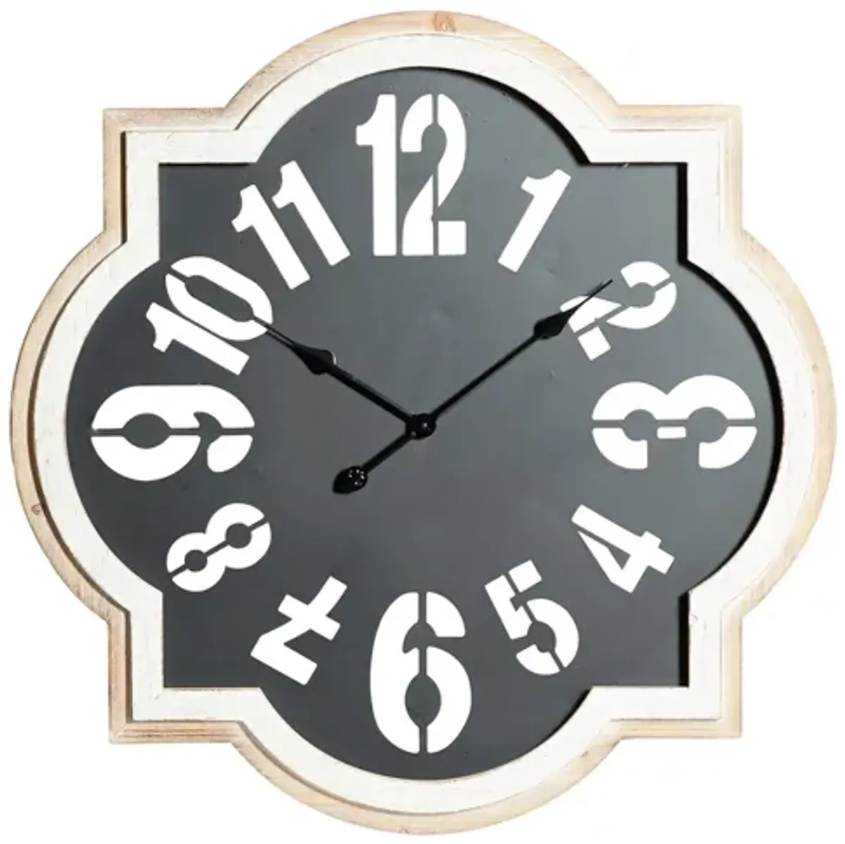 Ivy Collection Quarterfoil Wall Clock in Black by UMA Enterprises