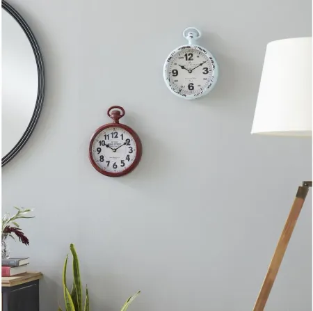 Ivy Collection Witherspoon Wall Clock Set of 2 in White;Brown by UMA Enterprises