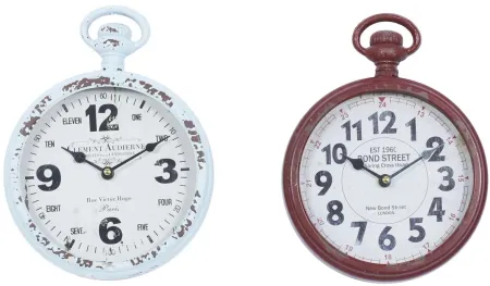 Ivy Collection Witherspoon Wall Clock Set of 2 in White;Brown by UMA Enterprises