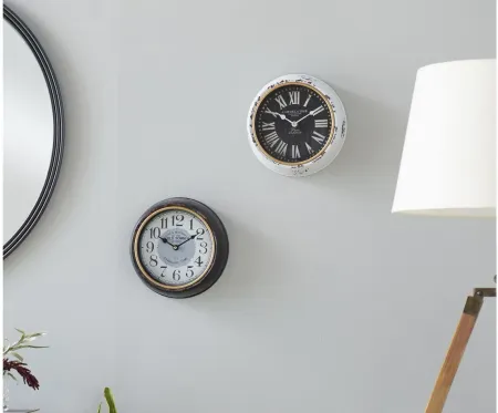 Ivy Collection Azdar Wall Clock Set of 2 in Ivory;Black;Gold by UMA Enterprises