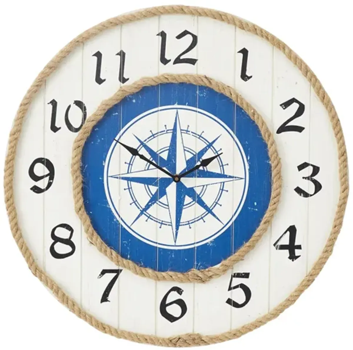 Ivy Collection Compass Wall Clock in White;Blue by UMA Enterprises