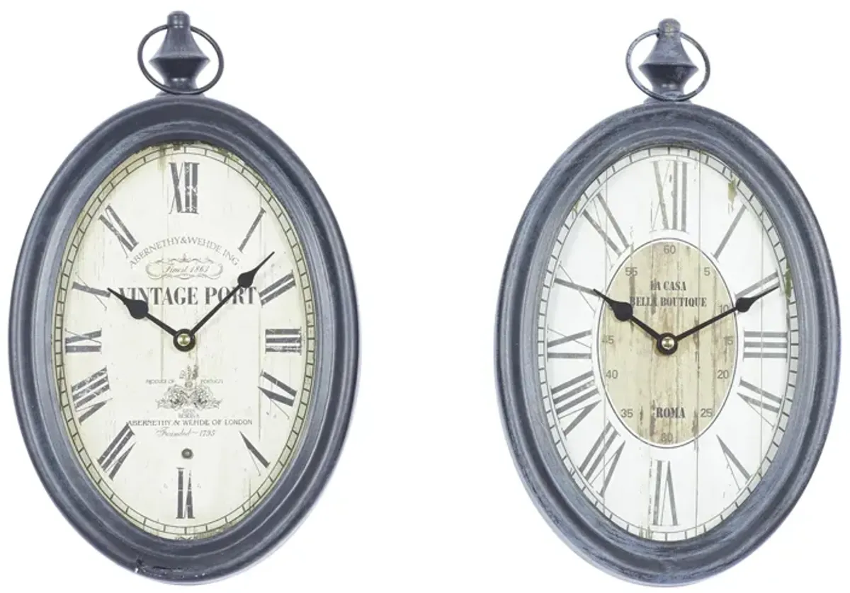 Ivy Collection Adowa Wall Clock Set of 2 in Ivory;Gray by UMA Enterprises