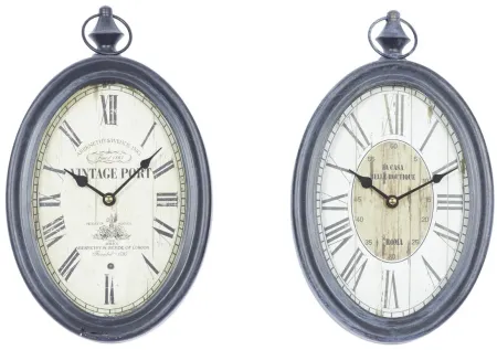 Ivy Collection Adowa Wall Clock Set of 2 in Ivory;Gray by UMA Enterprises