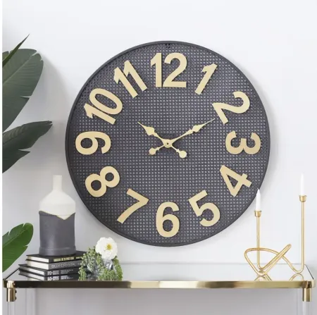 Ivy Collection Cissy Wall Clock in Black/Antiqued Gold by UMA Enterprises