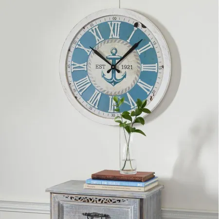 Ivy Collection Orko Wall Clock in Ivory;Blue by UMA Enterprises