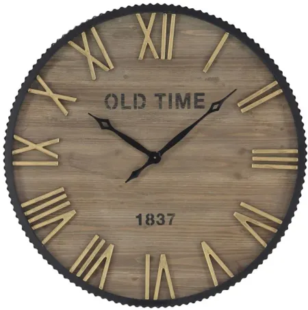 Ivy Collection Cayuga Wall Clock in Brown by UMA Enterprises
