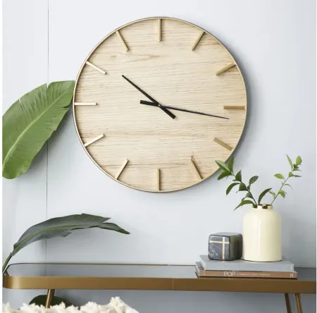 Ivy Collection Canaan Wall Clock in Natural by UMA Enterprises