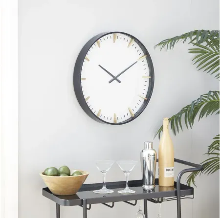 Ivy Collection Spinnerella Wall Clock in Ivory;Black;Gold by UMA Enterprises