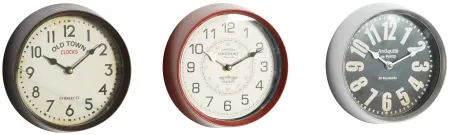 Ivy Collection Telegram Wall Clock Set of 3 in Black;Red;Silver;Ivory by UMA Enterprises