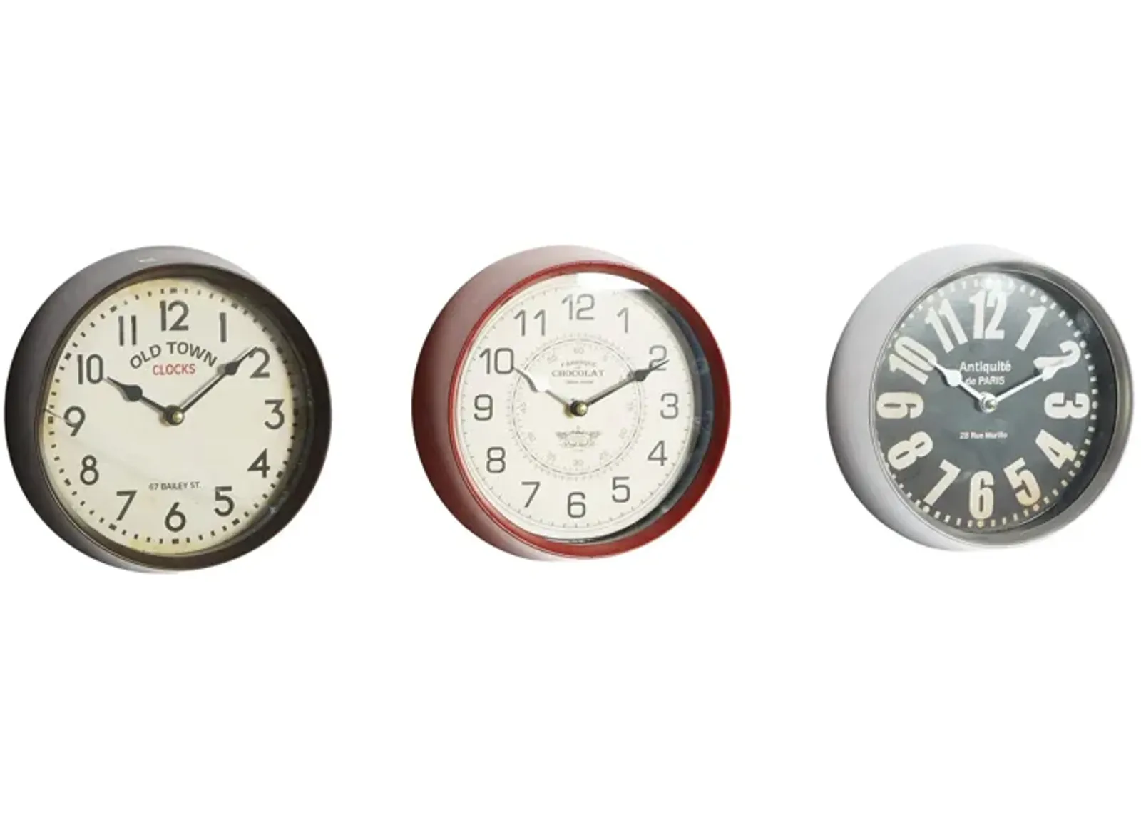 Ivy Collection Telegram Wall Clock Set of 3 in Black;Red;Silver;Ivory by UMA Enterprises